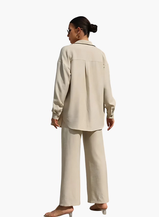 Emma™ - Stretch Knap Skjorte & Bukser