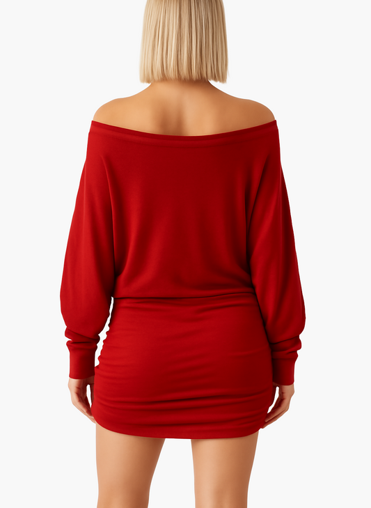Emily™ - Off Shoulder Langærmet Minikjole