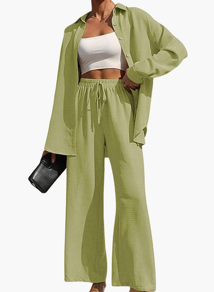 Emma™ - Stretchy Buttons Shirt & Pants