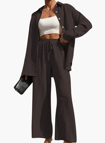 Emma™ - Stretchy Buttons Shirt & Pants