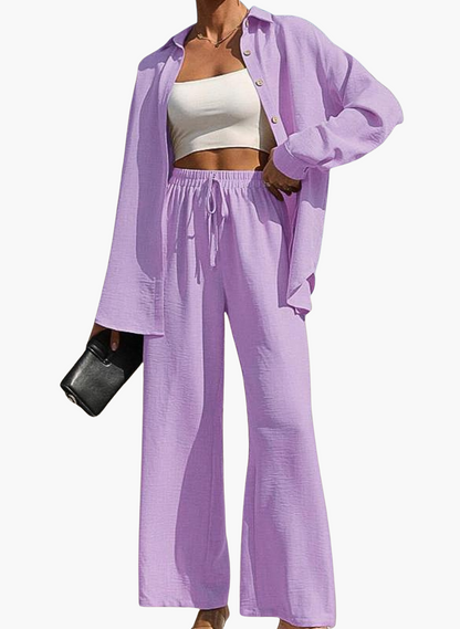 Emma™ - Stretchy Buttons Shirt & Pants